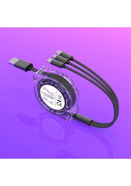 Samsung Huawei Geri Çekilebilir Veri Kablosu Creek Için USB C Kablosu 3'ü 1 Arada Tip C Hızlı Şarj (Yurt Dışından)