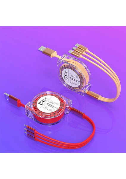 Samsung Huawei Geri Çekilebilir Veri Kablosu Creek Için USB C Kablosu 3'ü 1 Arada Tip C Hızlı Şarj (Yurt Dışından)