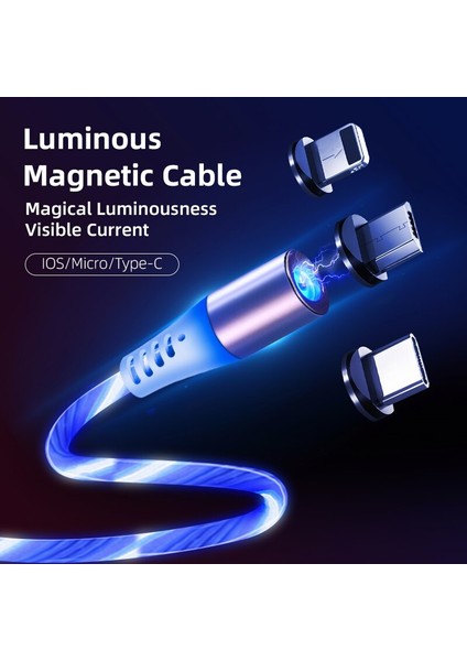 Manyetik Şarj Kablosu Manyetik Tel Tipi C Microusb Yıldırım USB iphone Samsung Xiaomi Huawei Onur LED Işıklı Kablo (Yurt Dışından) fırsatları