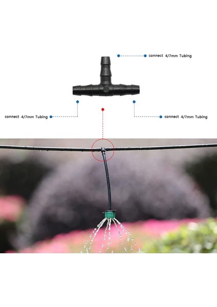 Beerıs Damla Sulama Dikenli Konnektörler, Evrensel Dikenli Tee Bağlantı Parçaları 100 Adet, 1/4 Inç Damlama Borusuna Uygun (4/7mm Tee Boru) (Yurt Dışından)