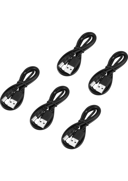 5x USB Kablosu 5,5mm / 2,1mm 5V Dc Jak Kablosu (Siyah, 75CM) (Yurt Dışından)