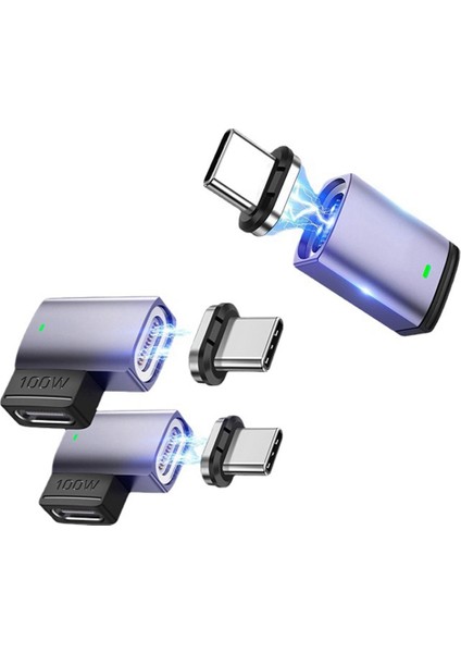 Parça USB C Erkek - Dişi Tip C Manyetik Adaptör 100 W Pd Hızlı Şarj Mıknatısı USB C Veri Adaptörü, Düz (Yurt Dışından)