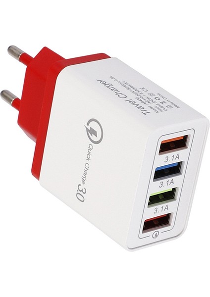 Ab/abd Tak 4 USB Bağlantı Noktası Qc3.0 Hızlı Şarj Seyahat Duvar Şarj Cihazı Güç Adaptörü (Yurt Dışından)
