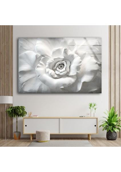 3D Gül Temperli Cam Duvar Tablosu