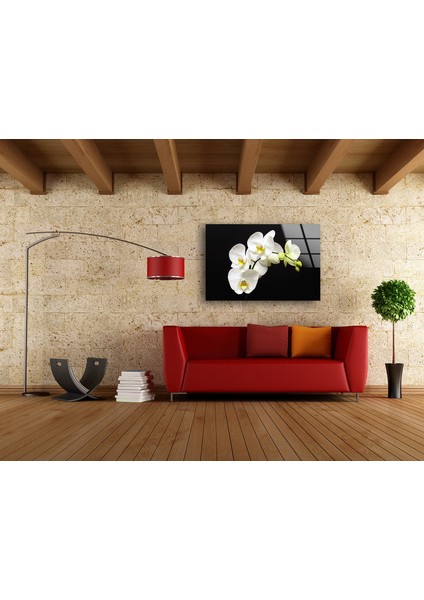 Beyaz Çiçek Temperli Cam Duvar Tablosu modelleri