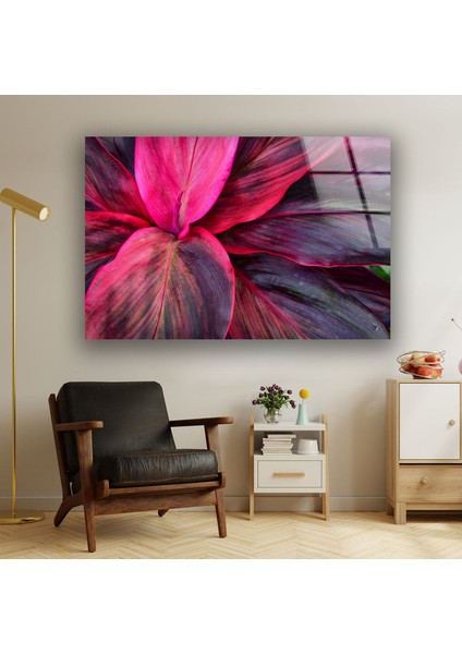 Botanik Pembe Yapraklar Temperli Cam Duvar Tablosu modelleri