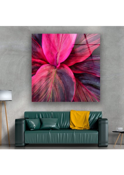 Botanik Pembe Yapraklar Temperli Cam Duvar Tablosu fırsatları