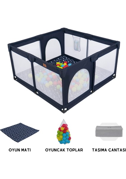 Playard Güvenli Bebek ve Çocuk Oyun Alanı Oyun Parkı 125X125 Oyun Matı ve Topları