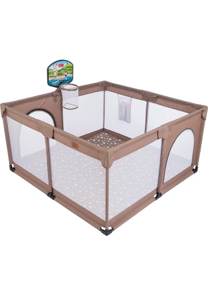 Playard Plus Güvenli Bebek ve Çocuk Oyun Alanı Oyun Parkı 125X125 Basket Potası, Oyun Matı ve Topları