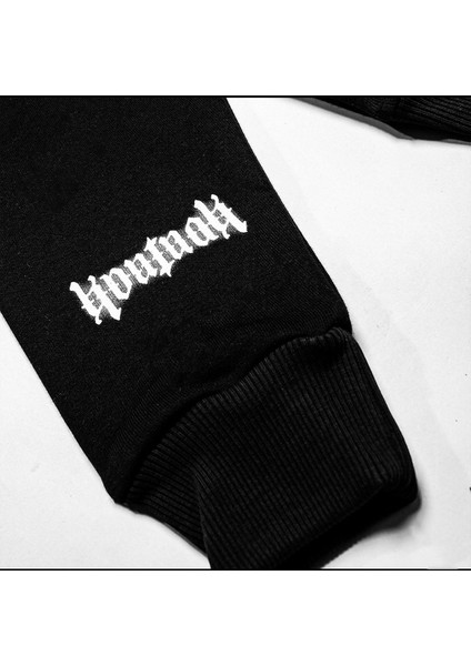 Hoodie Unisex Fire Sırt ve Ön Baskılı Oversize Siyah Kapüşonlu Kalın Sweatshirt indirimleri