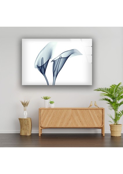 Mavi Çiçek Temperli Cam Duvar Tablosu modelleri