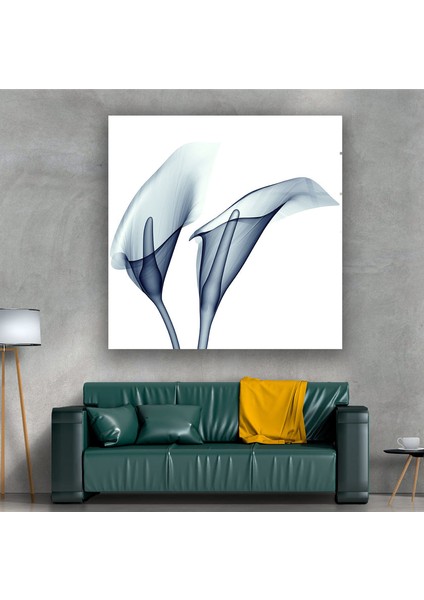 Mavi Çiçek Temperli Cam Duvar Tablosu fırsatları