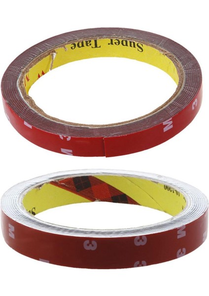 Bradoo-2 Adet 3 Metre Güçlü Kalıcı Çift Taraflı Süper Yapışkan Köpük Bant Rulo Araç Araba Için, Kırmızı 15MMX3M ve 12MMX3M (Yurt Dışından)