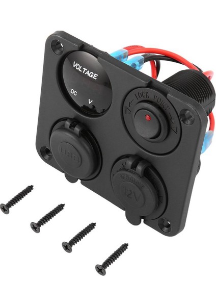 Çift USB Portu + LED Voltmetre + 12-24V Priz + Açma-Kapama Anahtar Paneli (Yurt Dışından)