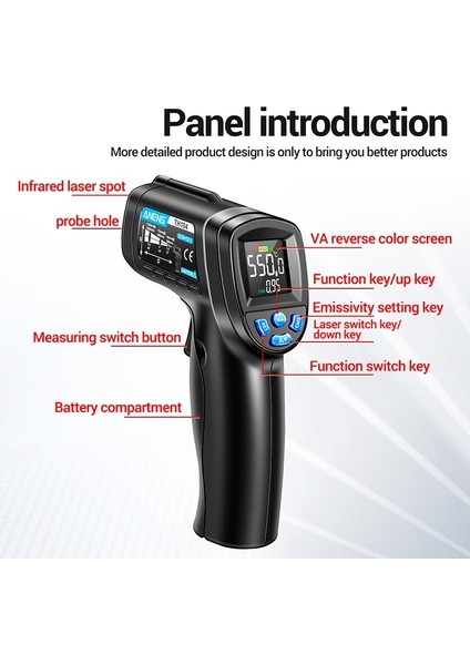 Elde Taşınabilir Temassız Dijital Kızılötesi Termometre Ir Lazer Termometre (Pilsiz) (Yurt Dışından) indirimleri