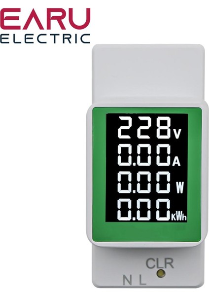 Din Ray Wattmetre Voltmetre Ampermetre Güç Ölçer AC50-300V Volt Amp Güç Faktörü Zaman Enerji Gerilim Akım Monitörü (Yurt Dışından)