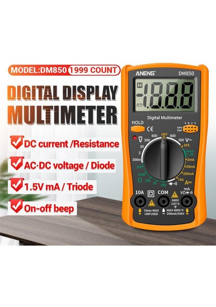 Profesyonel LCD Ekran Dijital Multimetre Ac/dc Gerilim Ölçer Ampermetre Ohmmetre Voltmetre Multitester Diyot Direnç Kapasite Ölçer (Yurt Dışından)
