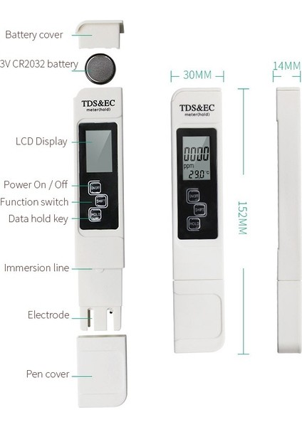 In 1 Dijital Tds Ec Metre Sıcaklık Göstergesi LCD Su Kalitesi Test Kalemi Su Test Cihazı Ölçüm Aracı (Yurt Dışından) indirimleri