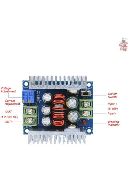 300W 20A Dc-Dc Buck Dönüştürücü Adım Aşağı Modülü Dc 6-40V Dc 1.2-36V Ayarlanabilir Gerilim Sabit Akım Modülü Elektrolitik Kondansatör (Yurt Dışından)
