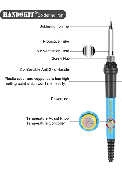 Handskıt 60W Elektrikli Havya Seti Ayarlanabilir Sıcaklık Seramik Çekirdek Isıtma Taşınabilir Ev Kaynak Lehim Tamir Araçları (Yurt Dışından) fırsatları