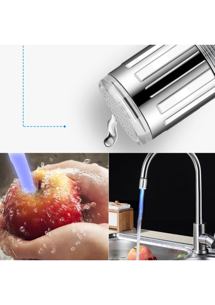 LED Işıklı Musluk Adaptörü Renk Değiştiren Minyatür Sensör Musluk Adaptörü - Gümüş 24MM Adaptör (Yurt Dışından) fırsatları