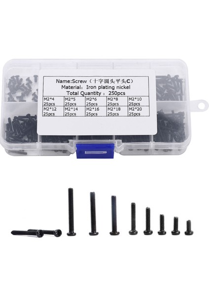250 Adet M2 Çapraz Yuvarlak Başlı Vida Seti Çeşitler Kitleri Bağlantı Elemanı Donanım Çantası (Yurt Dışından) fiyatları