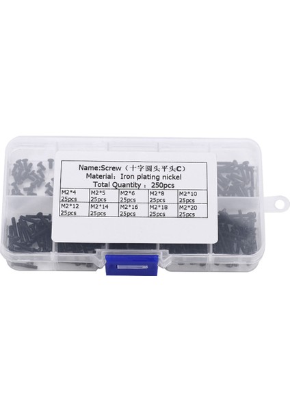 250 Adet M2 Çapraz Yuvarlak Başlı Vida Seti Çeşitler Kitleri Bağlantı Elemanı Donanım Çantası (Yurt Dışından) modelleri