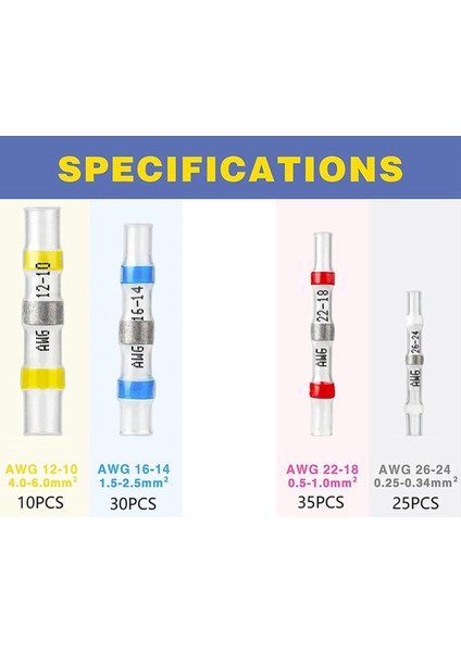 100 Adet Lehim Mühürlü Tel Konnektörler, Isıyla Daralan Tel Konnektörler (Yurt Dışından)