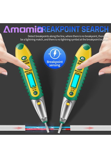 Amamia Elektrikli Test Kalemi Hassas Temassız Ac Dc 12-250V Gerilim Test Kalemi (Yurt Dışından)