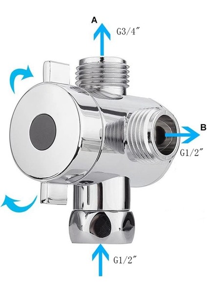Abs Krom 3 Yollu Yönlendirici Hortum Bağlantısı T Şekli Adaptör Konnektörü Açılı Vana Hortum Banyo Duş Kolu Tuvalet (Yurt Dışından) fırsatları