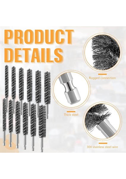 Paslanmaz Çelik Delik Fırçası Paslanmaz Çelik Kıllar Altıgen Saplı Matkap Için Tel Fırça 12 Adet (Yurt Dışından) indirimleri