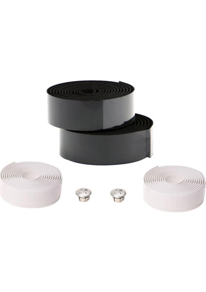 Bradoo- 2 Çift Yol Bisikleti Bisiklet I Gidon Bar Kavrama Sarma Bandı + 2 Bar Fişleri - Siyah Beyaz (Yurt Dışından)