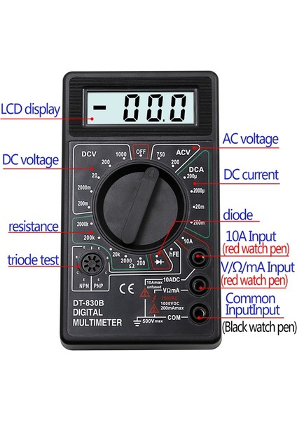 LCD Dijital Multimetre DT-830B Elektrik Voltmetre Ampermetre Ohm Test Cihazı Ac/dc 750/1000 V Amp Volt Ohm Test Cihazı Metre (Yurt Dışından)
