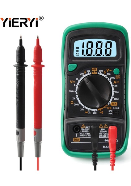 Yıeryı Dijital Multimetre El Dc Ampermetre Ac/dc Voltmetre Ohm Gerilim Test Cihazı Arkadan Aydınlatmalı (Yurt Dışından)