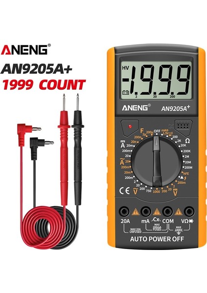 Aneng Dc AN9205A Ac Dijital Multimetre LCD Ekran Sayımları 1999 (Yurt Dışından)