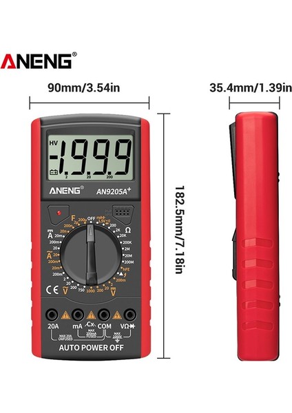 Aneng Dc AN9205A Ac Dijital Multimetre LCD Ekran Sayımları 1999 (Yurt Dışından)