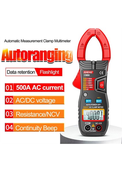 Aneng Akıllı Düğme Kelepçe Multimetre CM80 4000 Akıllı Ac Pens Metre Sayımları (Yurt Dışından)
