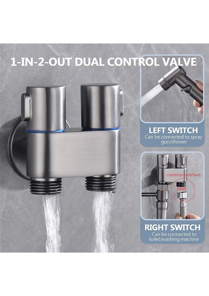 Çamaşır Makinesi ve Tuvalet-C Için Mini Musluk 1'den 2'ye Çıkışlı Çift Kontrol (Yurt Dışından) fiyatları