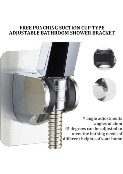 Ücretsiz Delme Vantuz Tipi Ayarlanabilir Banyo Duş Başlığı Braketi - Gümüş (Yurt Dışından) indirimleri