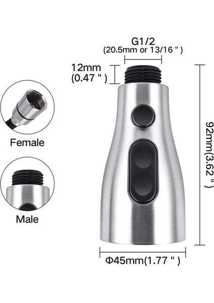 2x Mutfak Lavabo Aşağı Çekin Musluk Püskürtme Başlığı Memesi Dışarı Çekin Hortum Püskürtücü Yedek Parça Musluk Başlığı - Krom (Yurt Dışından) indirimleri