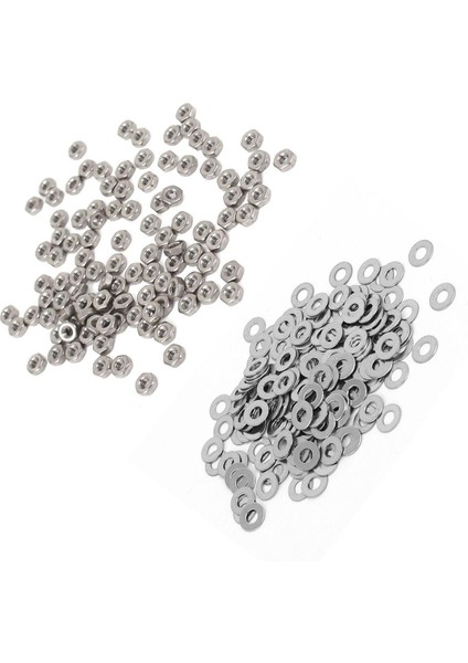 Metal CONTA-100 Adet * Altıgen Somun 200(+/-%2 Adet) * Düz Pul-Gümüş (Yurt Dışından)