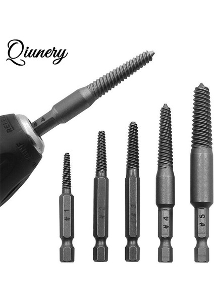 Qiunery 5 Adet Vida Çıkarıcı 52MM/83MM/61MM/66MM/75MM Yüksek Sertlik Aşınmaya Dayanıklı Merkezi Matkap Uçları Kırık El Aleti (Yurt Dışından)