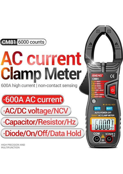 Aneng CM81 6000 Sayım Basma Düğmesi Kelepçe Multimetre Dijital Kelepçe Metre Gerilim Test Cihazı Araba Amp Hz Kapasite Ncv Ohm Testi (Yurt Dışından) indirimleri
