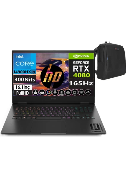 Hp Omen 16-WF1010NT 9J2A5EAW Intel Core I9-14900HX 64GB GB Ddr5 2tb SSD 12GB RTX4080 16.1 Inç 7ms 165HZ Fhd WINDOWS11PRO Taşınabilir Bilgisayar 99J2A5EAW23+WEBLEGELSINÇANTA