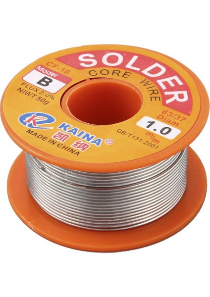 1mm Rosin Çekirdek Lehim 63/37 Kalay Kurşun Hattı Akı Kaynak Demir Tel Makarası - Gümüş Turuncu (Yurt Dışından)