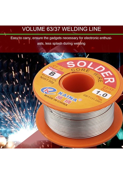 1mm Rosin Çekirdek Lehim 63/37 Kalay Kurşun Hattı Akı Kaynak Demir Tel Makarası - Gümüş Turuncu (Yurt Dışından) fırsatları