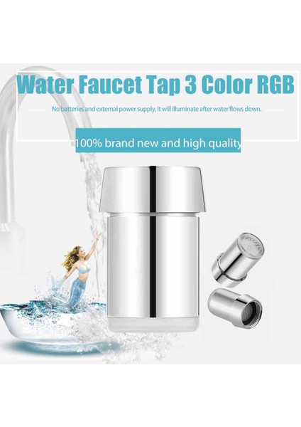Sıcaklık Sensörü LED Işık Su Musluk Musluğu 3 Renkli Rgb Dönüştürücülü-Gümüş (Yurt Dışından) fiyatları