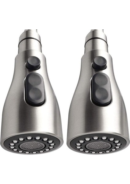 Nozul Hortum Püskürtücüyü Dışarı Çekin-2 x Musluk Başlığı-Fırçalanmış Nikel (Yurt Dışından)