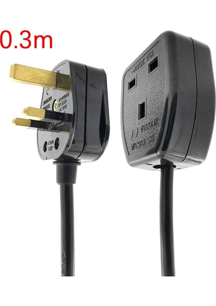 Birleşik Krallık 3 Prong Uzatma Güç Kablosu, Iec Birleşik Krallık Erkek Fiş - Dişi Çıkış Soketi Hongkong Güç Kablosu Genişletilmiş (Ingiltere Fiş, 0,3 M) (Yurt Dışından) indirimleri