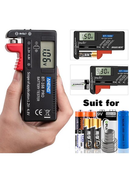 Dijital Pil Kapasitesi Test Cihazı LCD Ekran BT-168 Pro Evrensel Elektronik Pil Kontrol Cihazı Elektronik Güç Göstergesi Ölçüsü (Yurt Dışından)